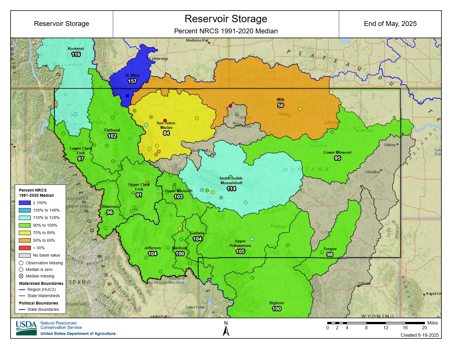 June 2025 Revervoir Levels Map