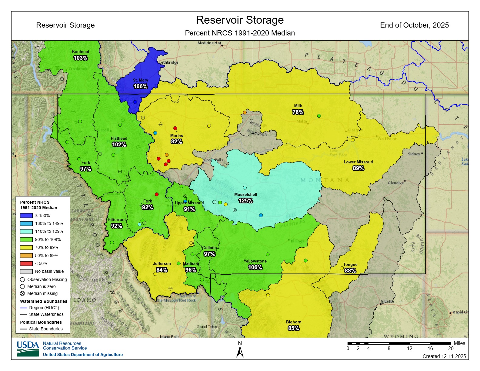 November 2025 Revervoir Levels Map
