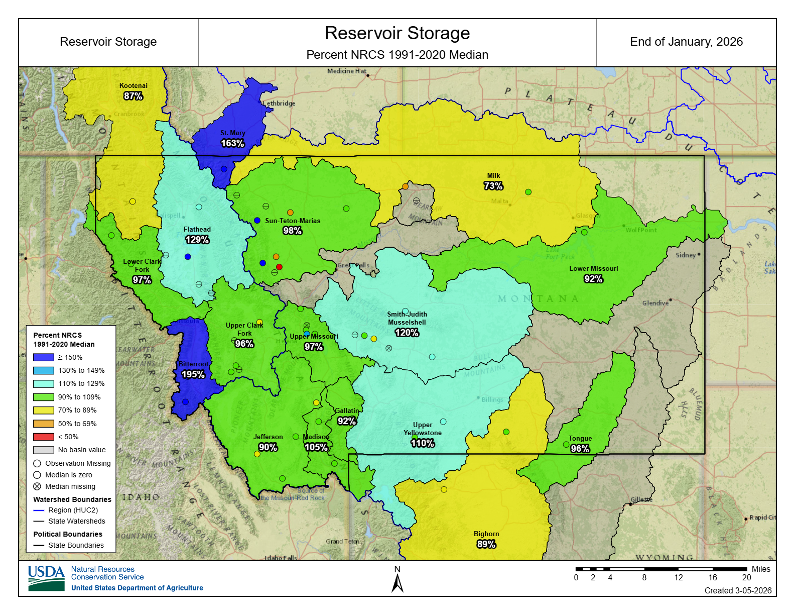 February 2026 Revervoir Levels Map