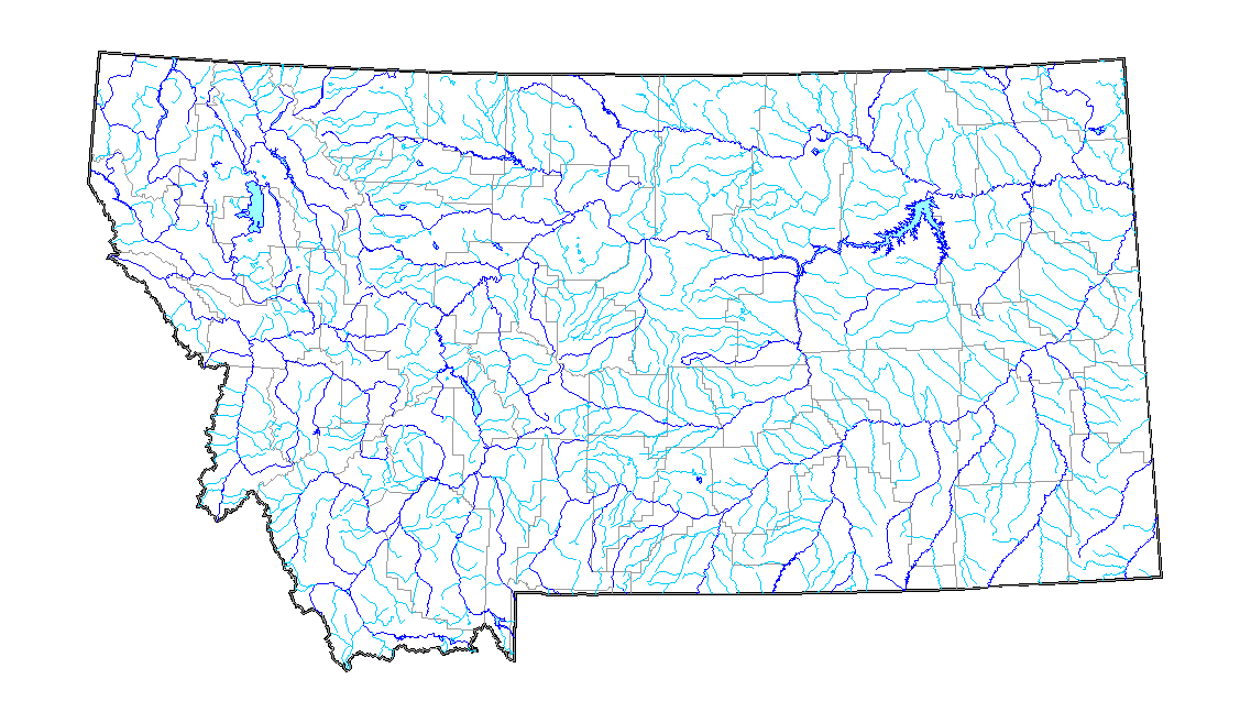 Browse graphic file description: Montana Lakes and Streams map